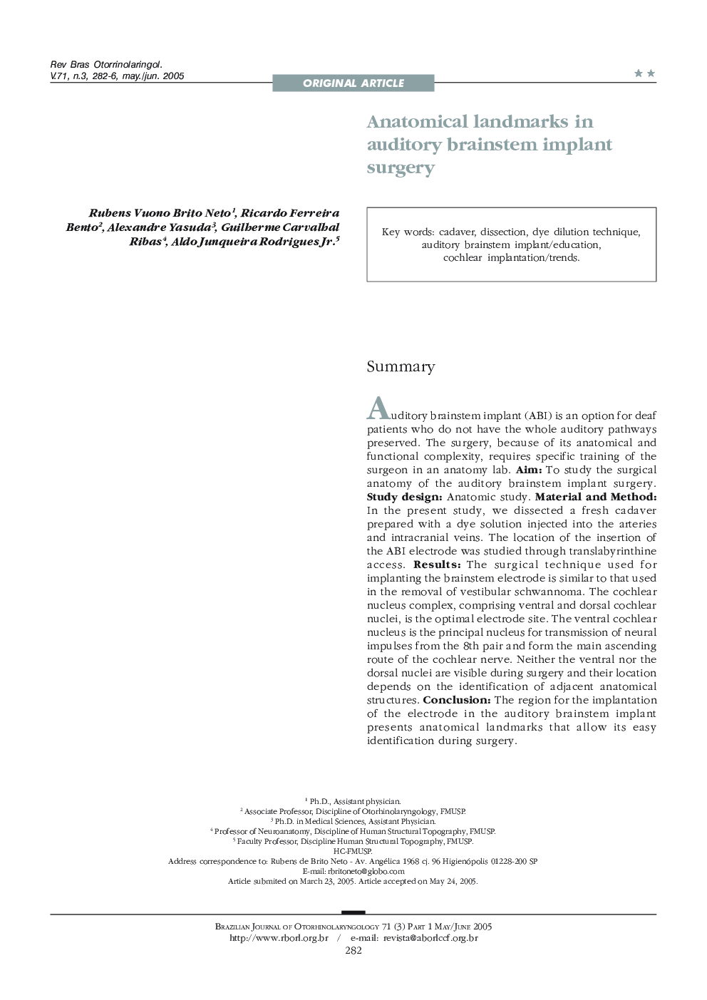 Anatomical landmarks in auditory brainstem implant surgery