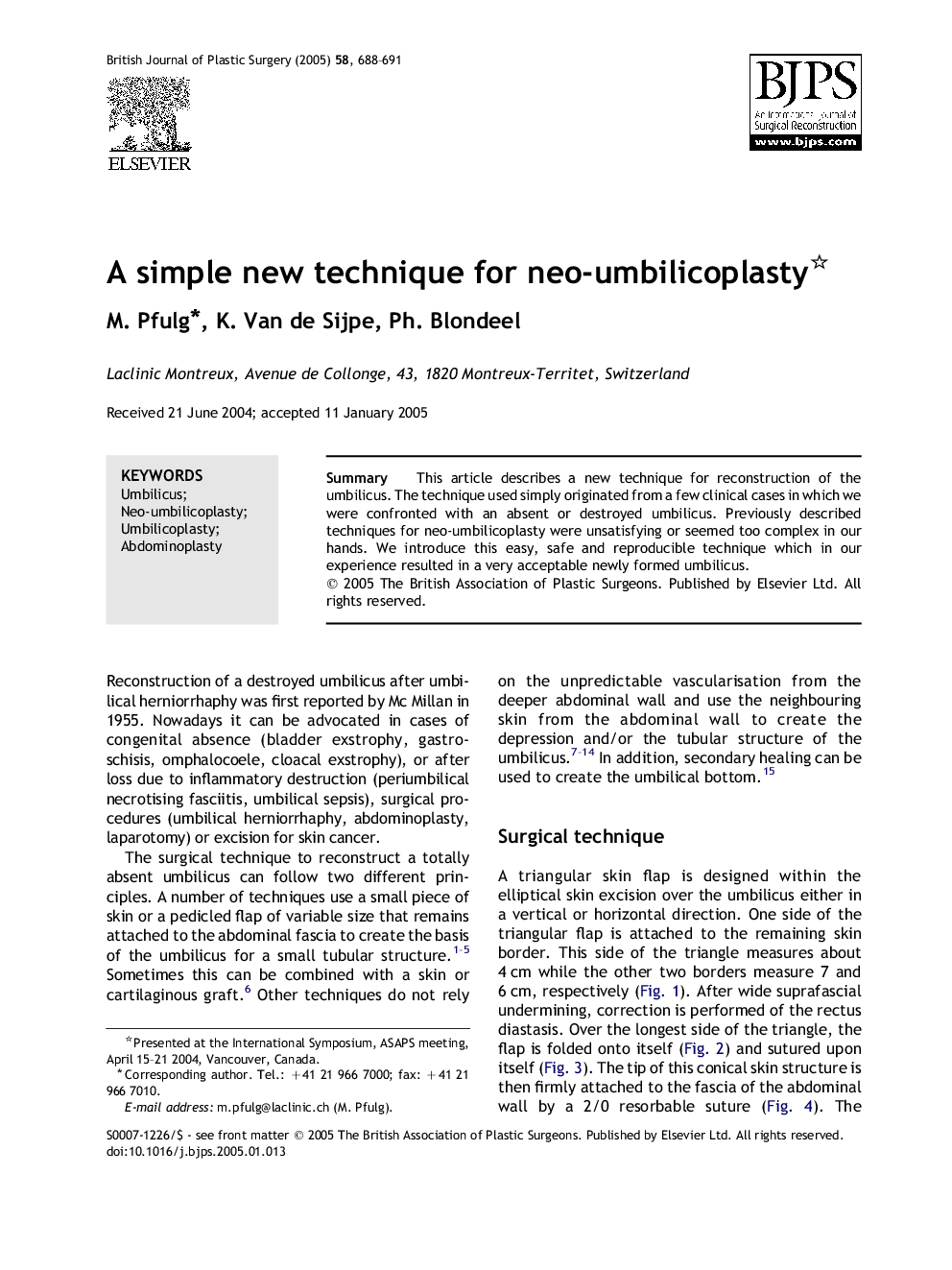 A simple new technique for neo-umbilicoplasty