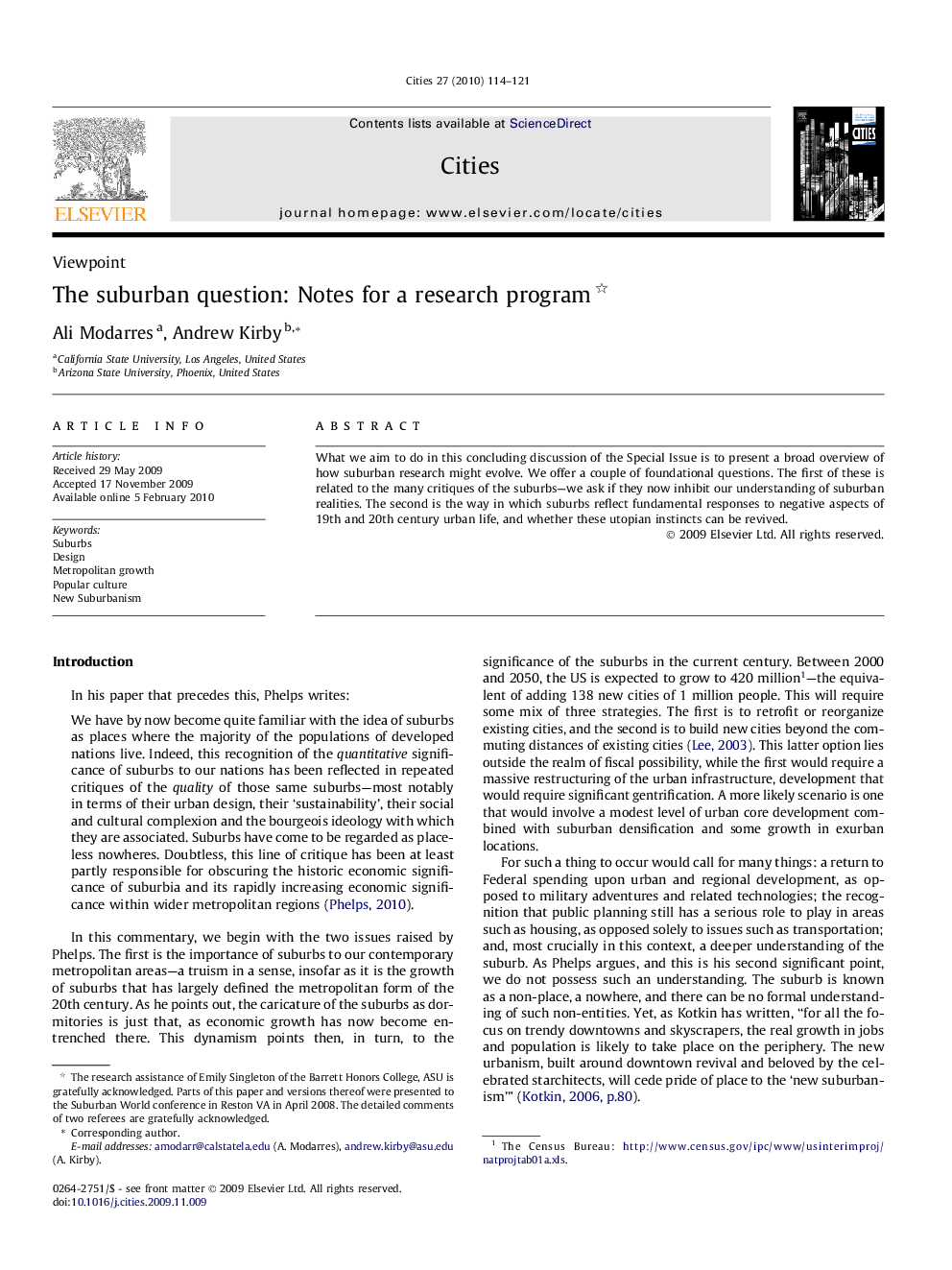 The suburban question: Notes for a research program 