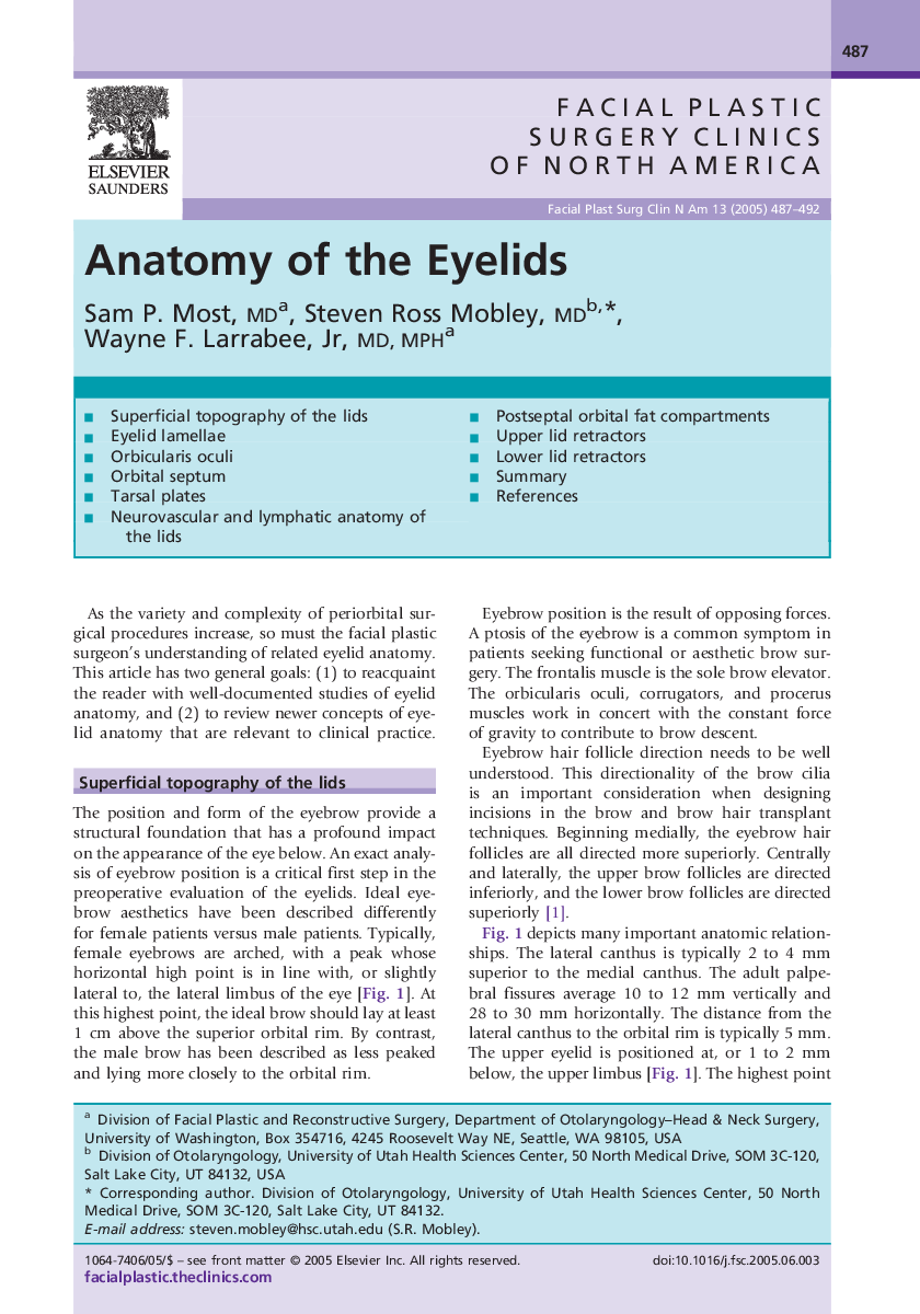 Anatomy of the Eyelids