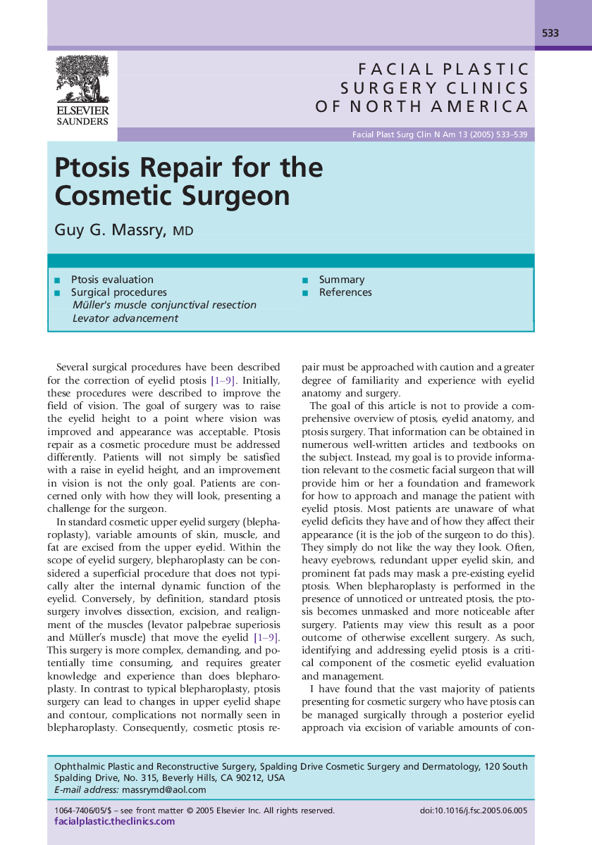 Ptosis Repair for the Cosmetic Surgeon
