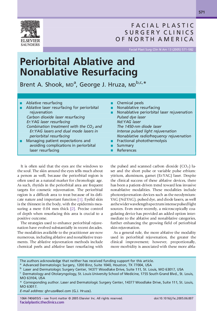 Periorbital Ablative and Nonablative Resurfacing