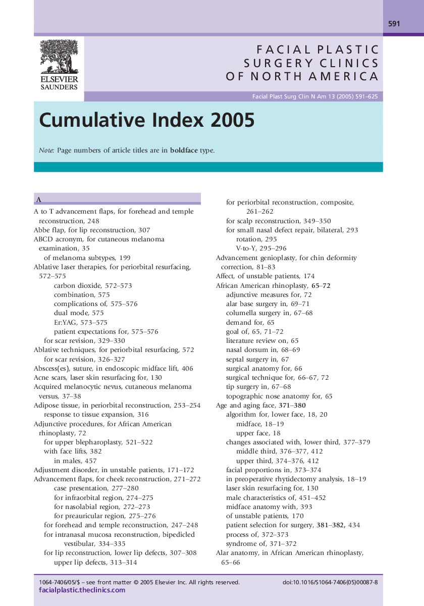 	Cumulative Index