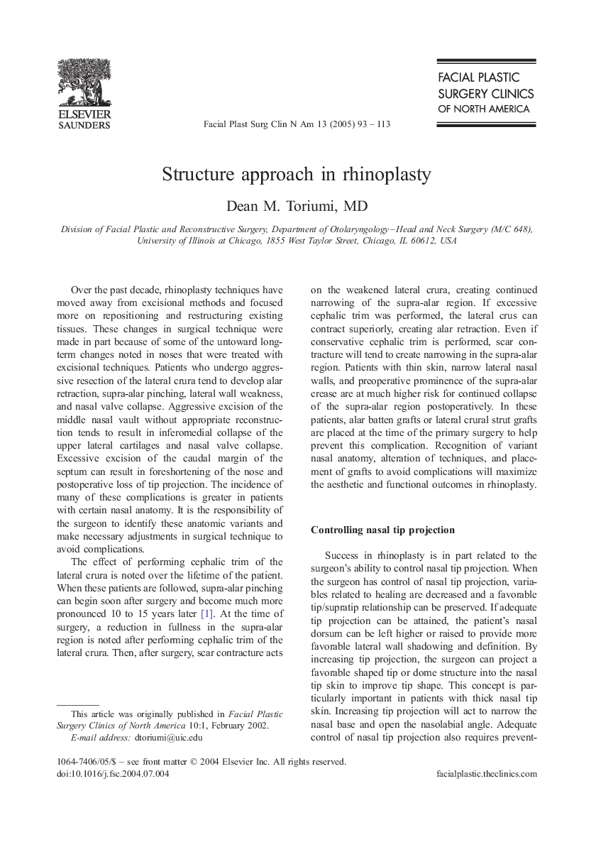 Structure approach in rhinoplasty