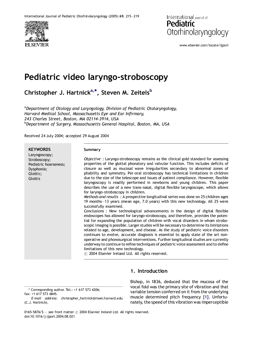 Pediatric video laryngo-stroboscopy