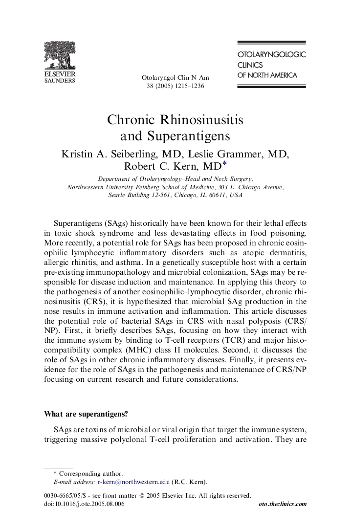 Chronic Rhinosinusitis and Superantigens