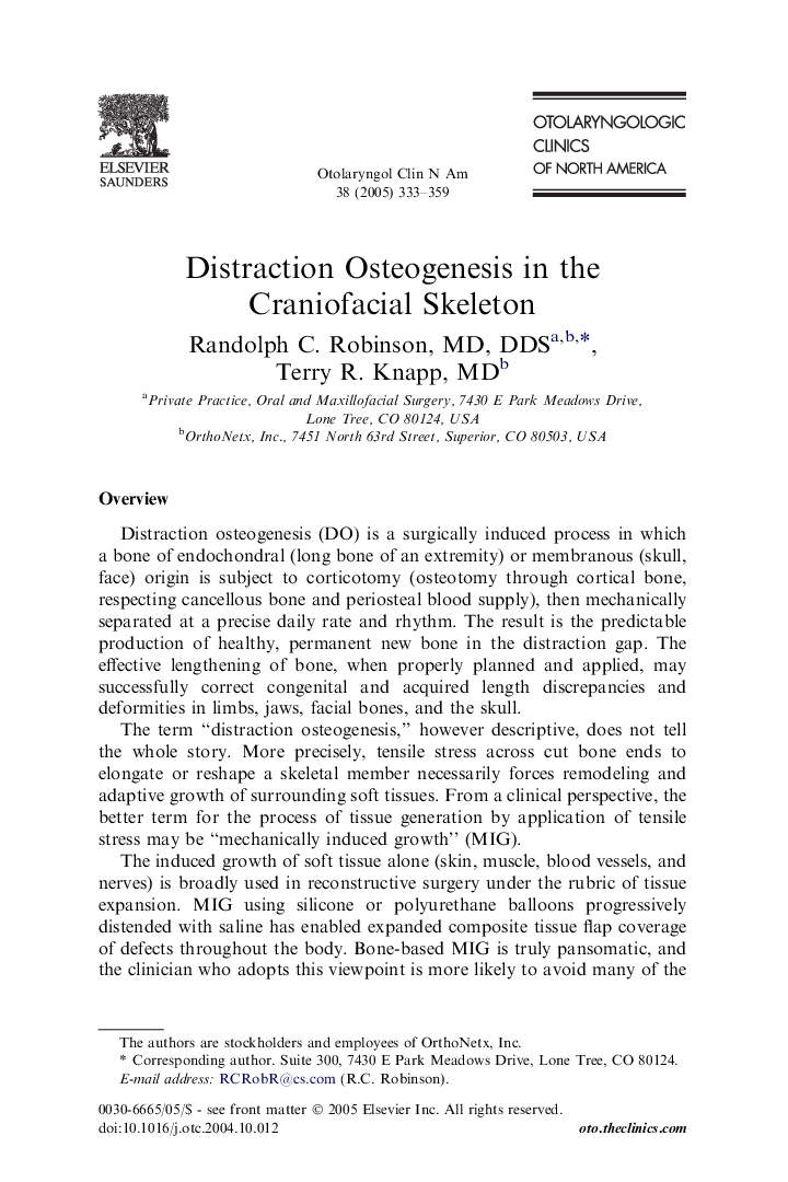 Distraction Osteogenesis in the Craniofacial Skeleton