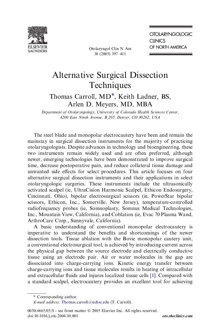 Alternative Surgical Dissection Techniques