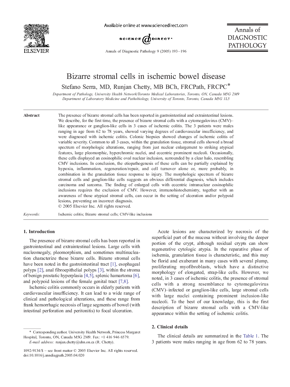 Bizarre stromal cells in ischemic bowel disease