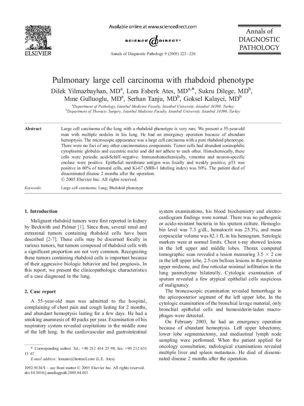 Pulmonary large cell carcinoma with rhabdoid phenotype