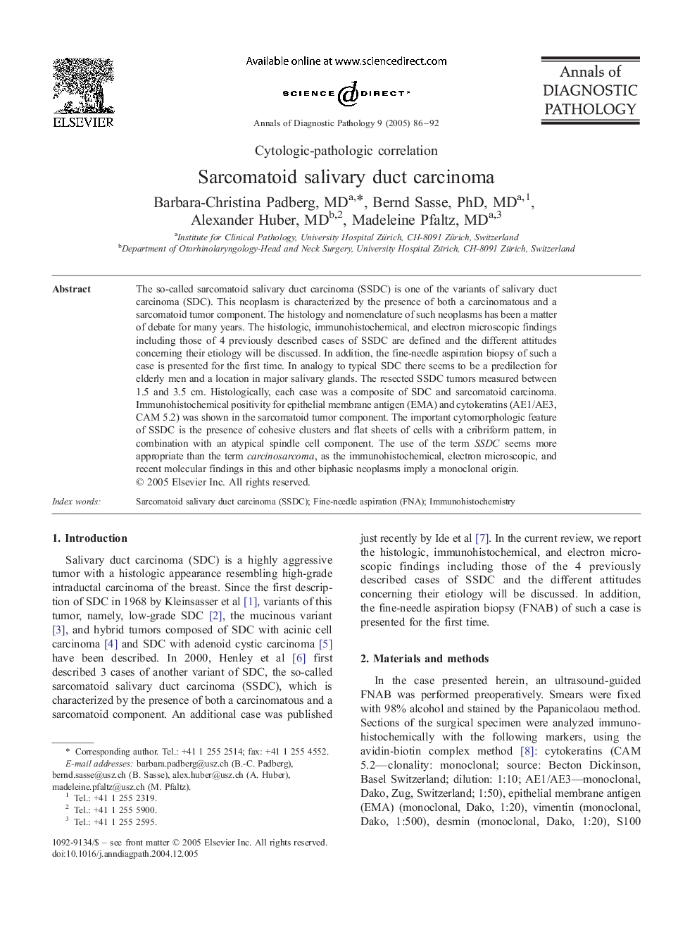 Sarcomatoid salivary duct carcinoma