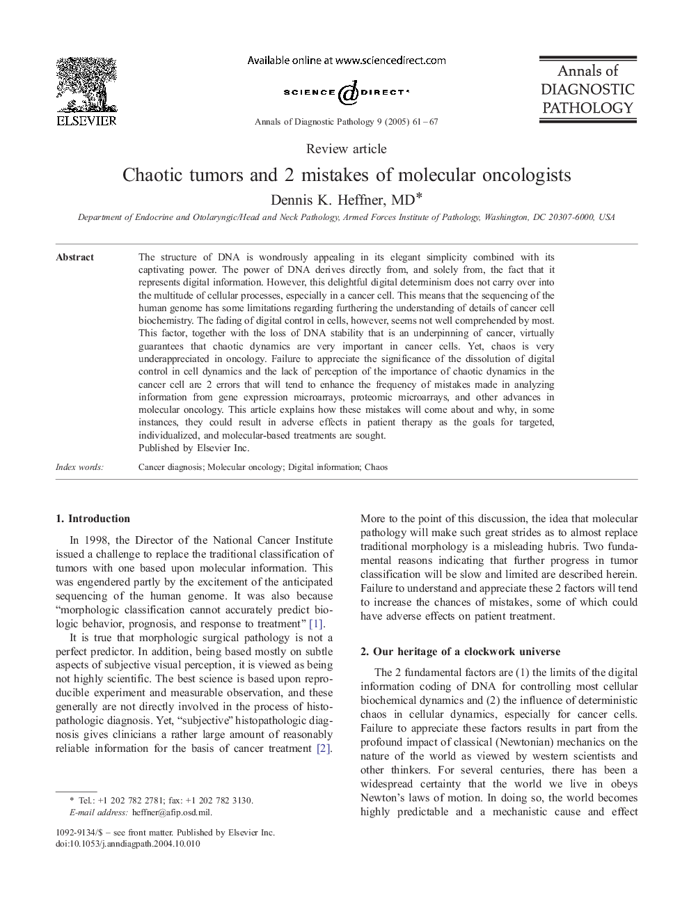 Chaotic tumors and 2 mistakes of molecular oncologists