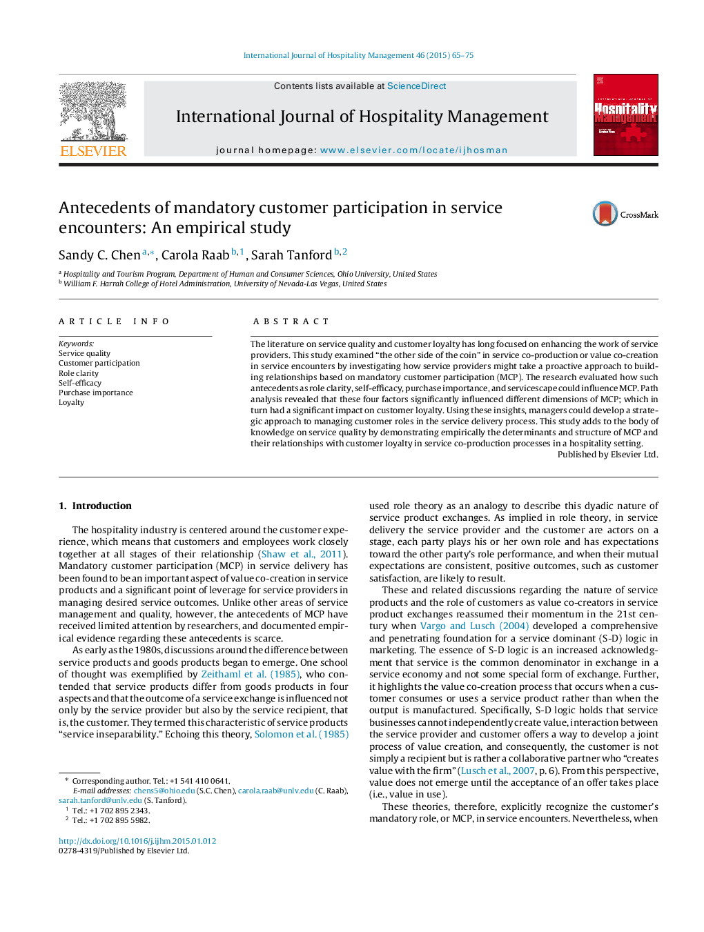 Antecedents of mandatory customer participation in service encounters: An empirical study