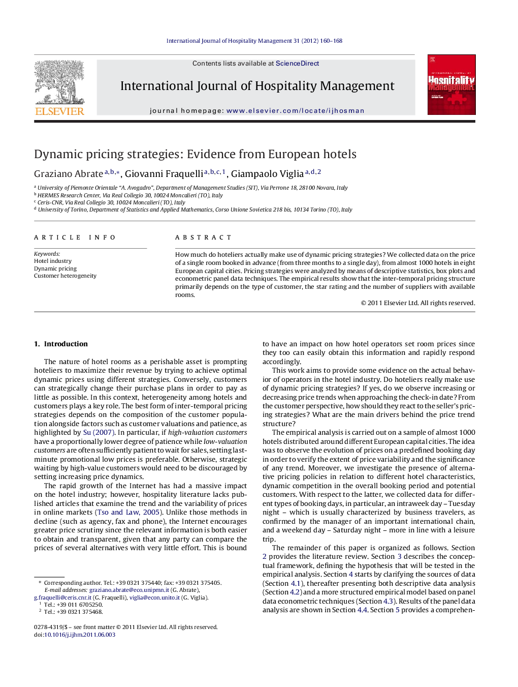 Dynamic pricing strategies: Evidence from European hotels