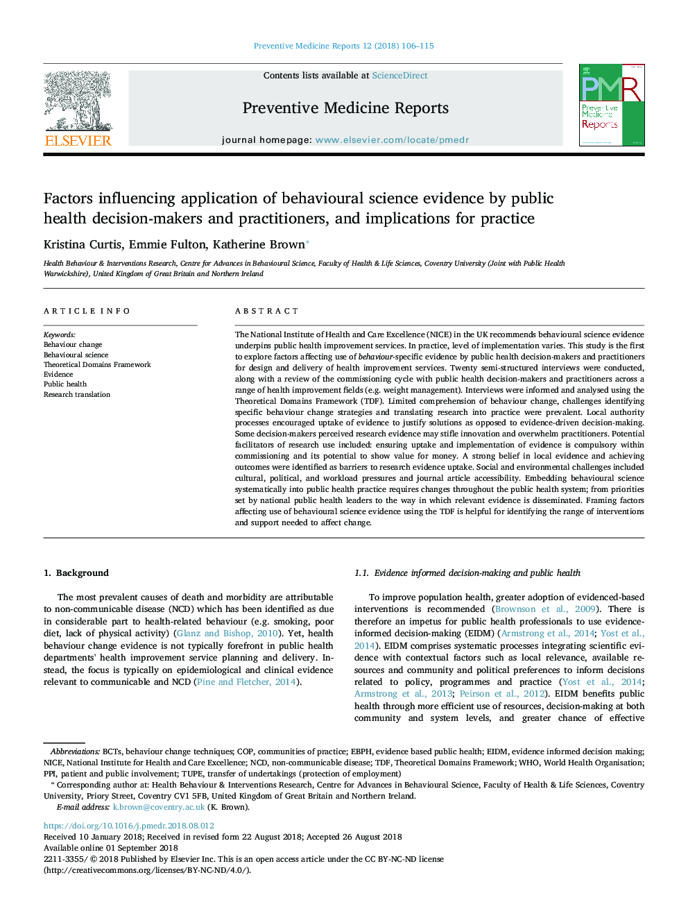 Factors influencing application of behavioural science evidence by public health decision-makers and practitioners, and implications for practice