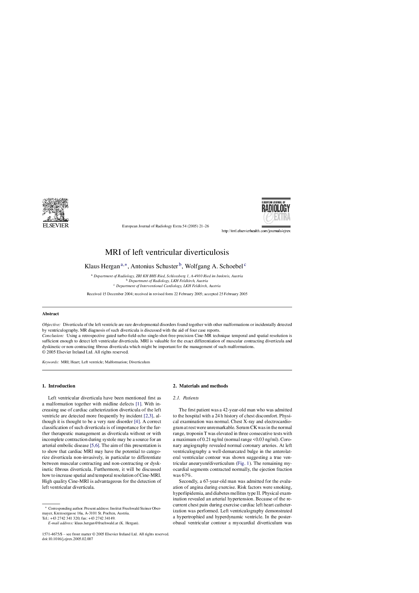 MRI of left ventricular diverticulosis