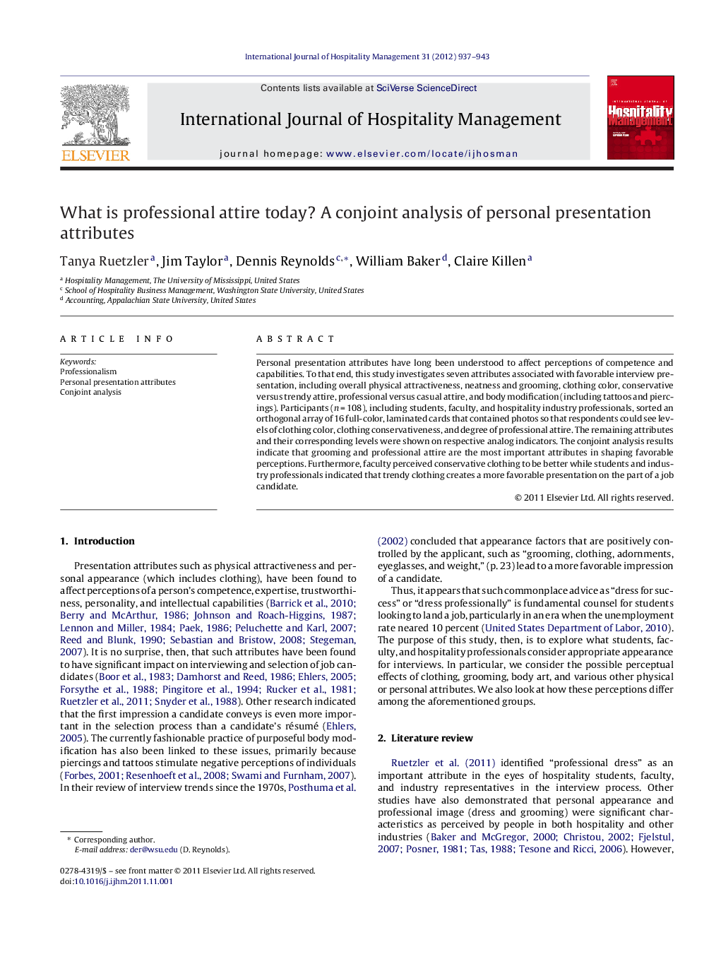 What is professional attire today? A conjoint analysis of personal presentation attributes