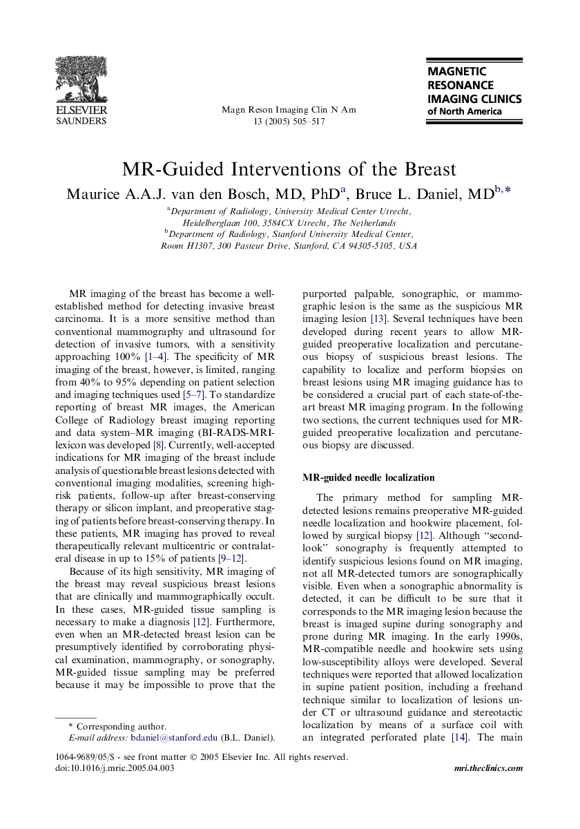 MR-Guided Interventions of the Breast