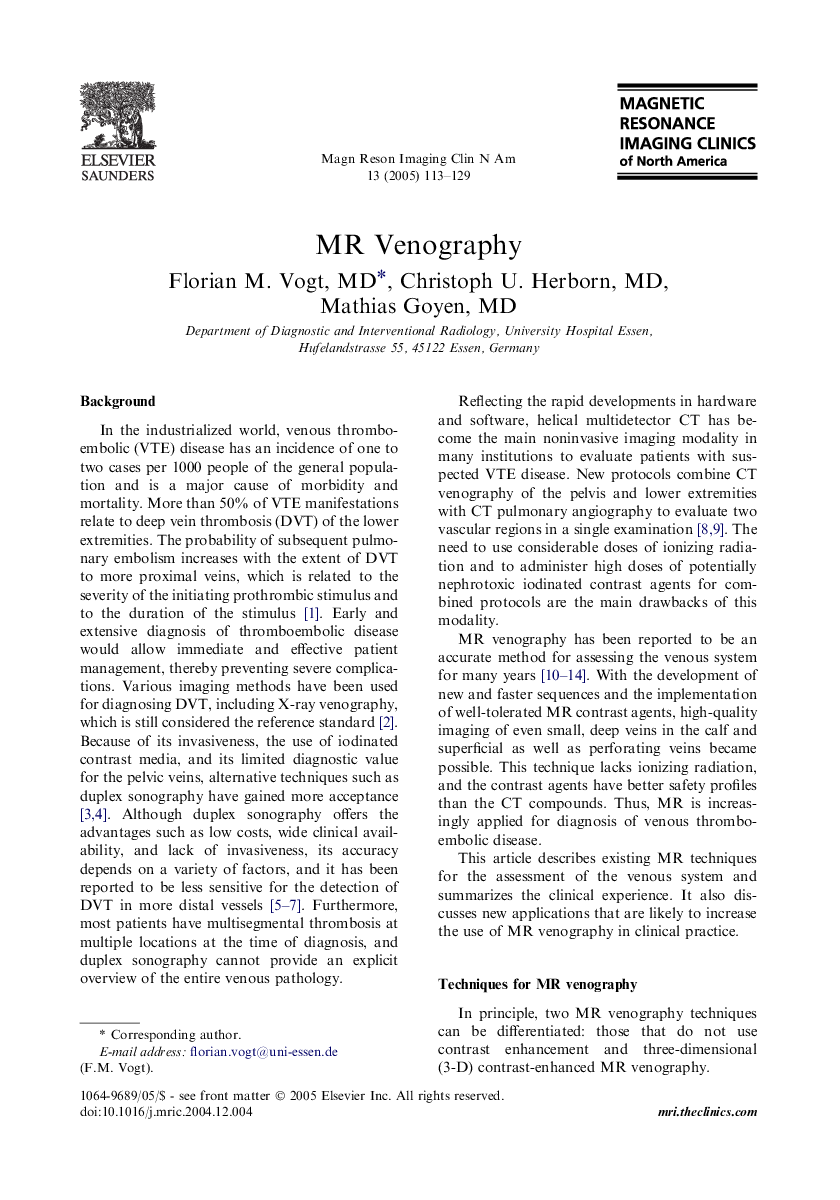 MR Venography
