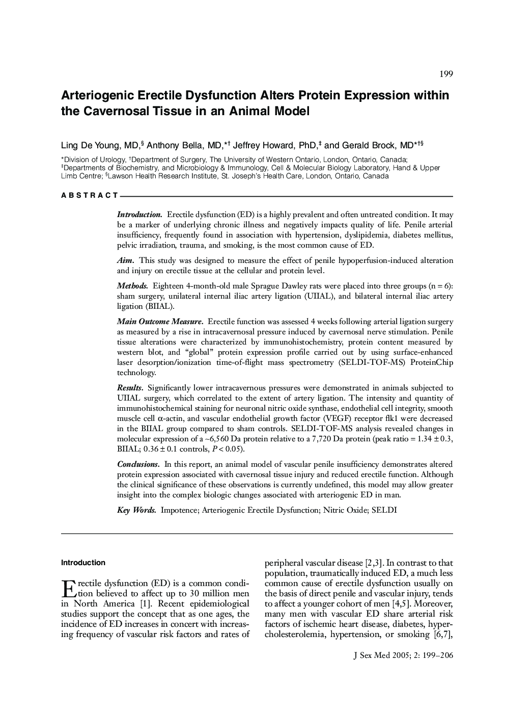 Arteriogenic Erectile Dysfunction Alters Protein Expression within the Cavernosal Tissue in an Animal Model