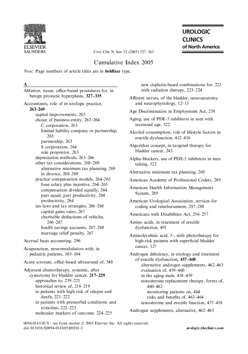 Cumulative Index 2005