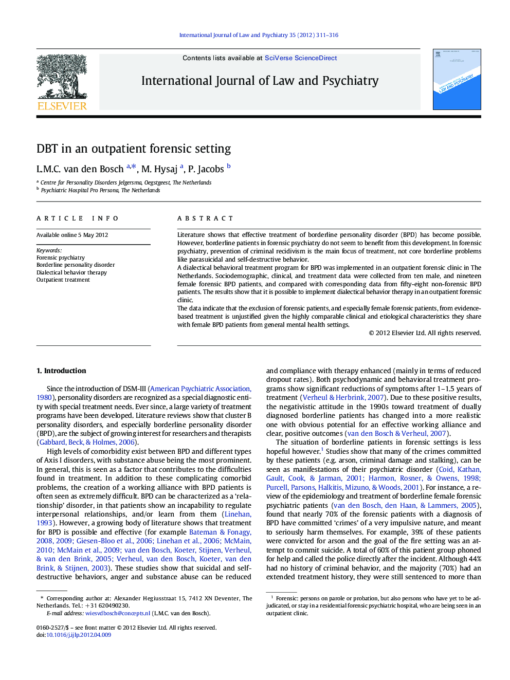 DBT in an outpatient forensic setting