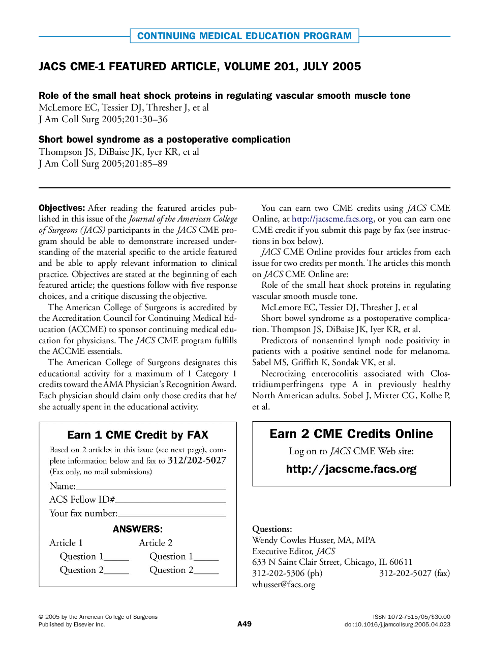 JACS CME-1 featured article, volume 201, July 2005