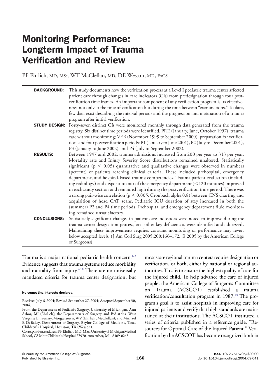 Monitoring performance: Longterm impact of trauma verification and review1