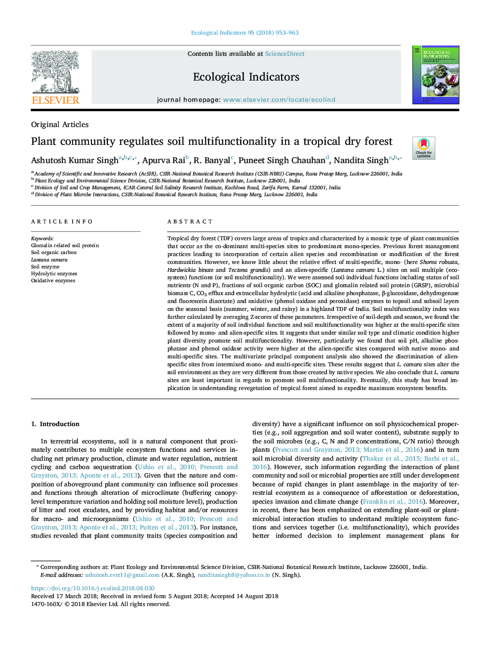 Plant community regulates soil multifunctionality in a tropical dry forest