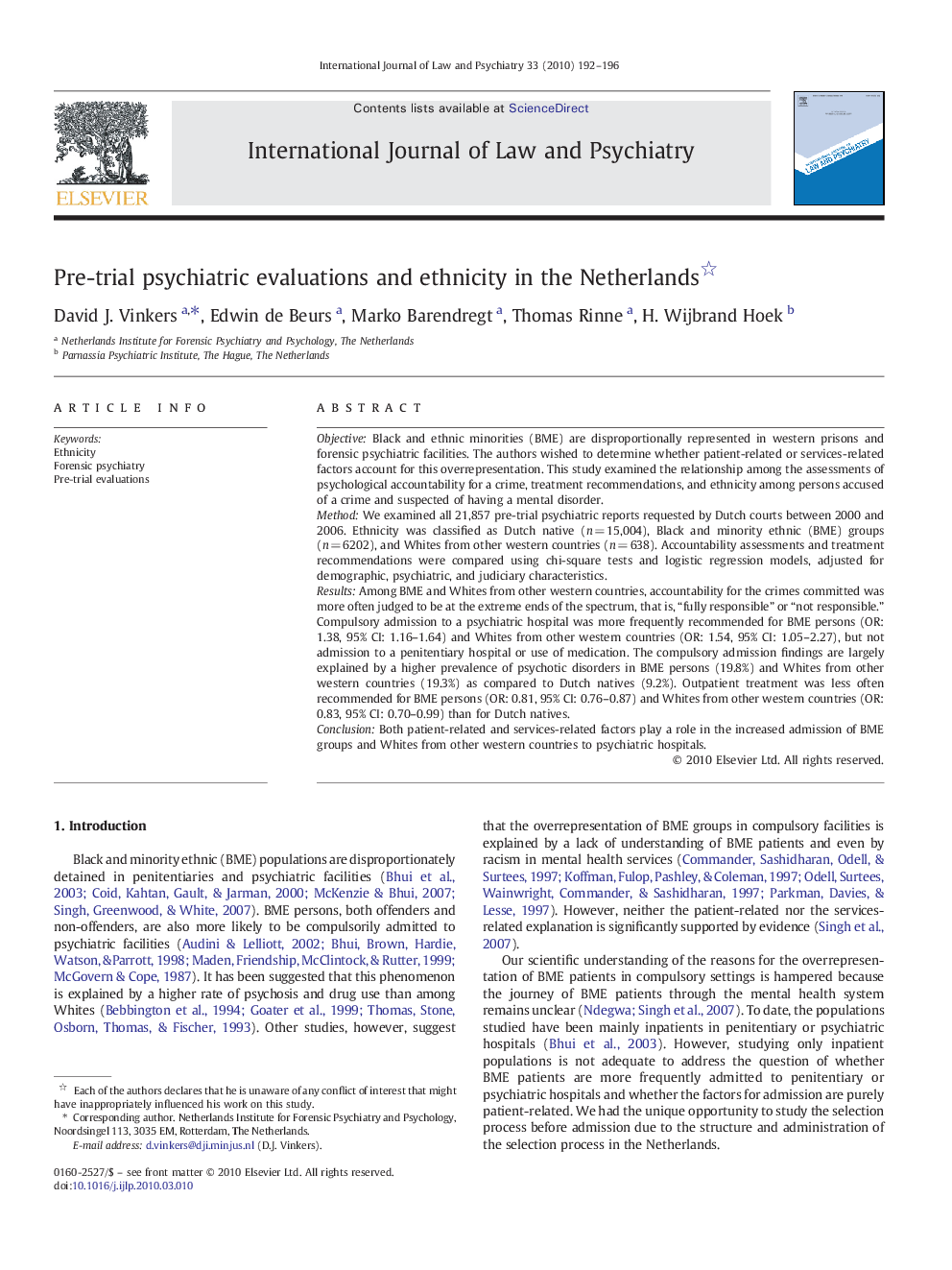 Pre-trial psychiatric evaluations and ethnicity in the Netherlands 