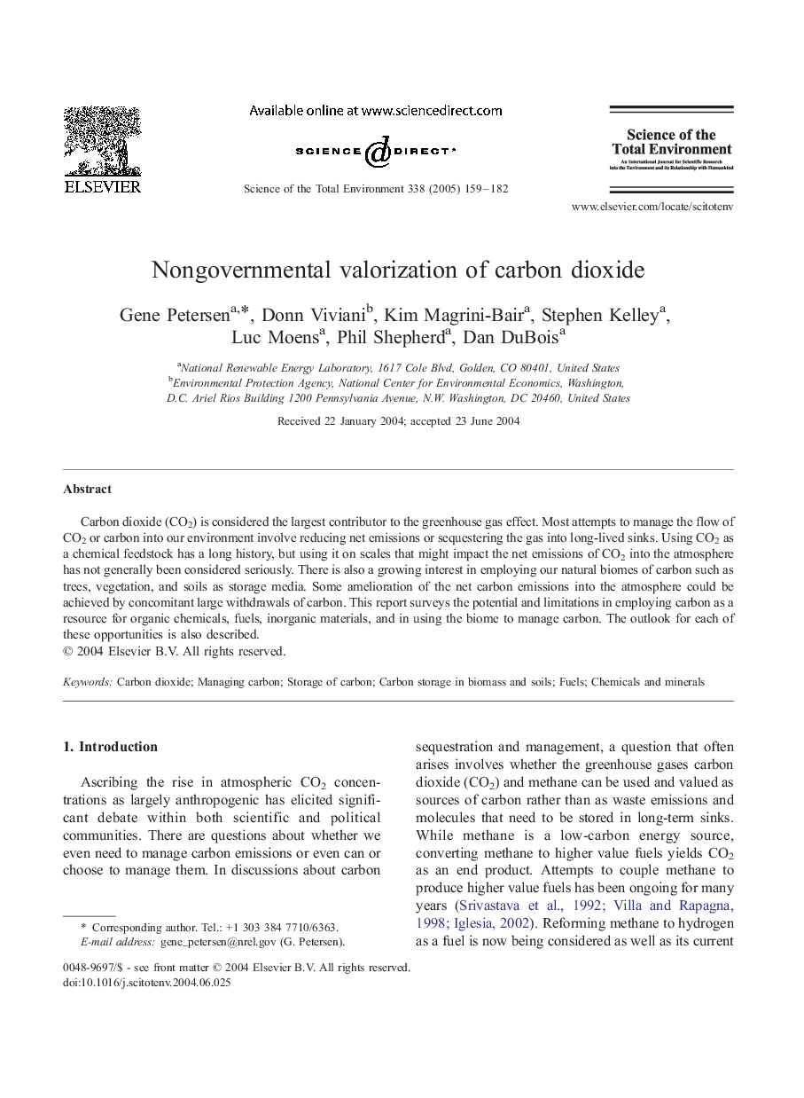 Nongovernmental valorization of carbon dioxide