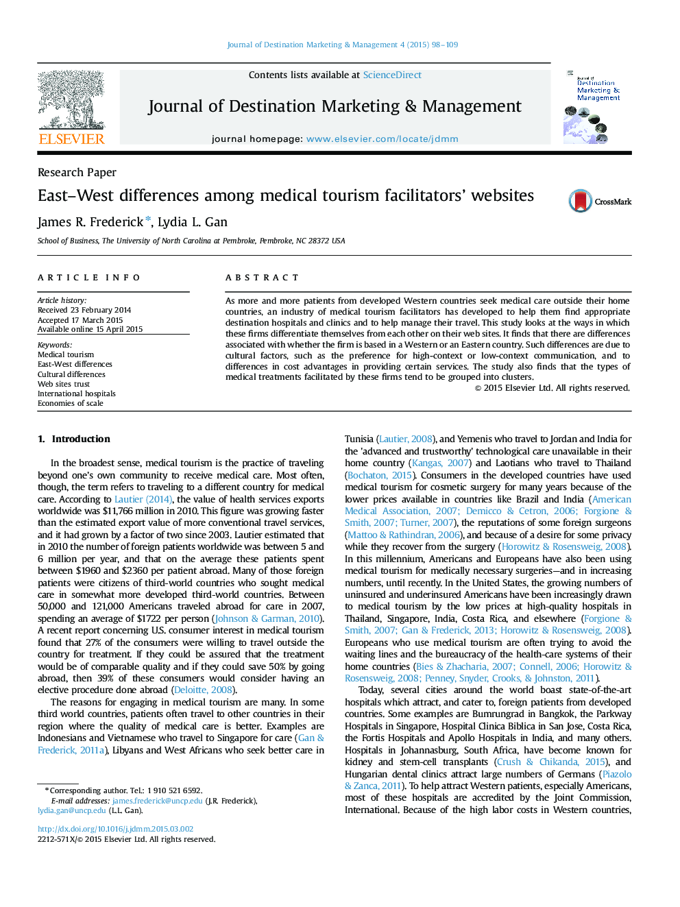 East–West differences among medical tourism facilitators’ websites