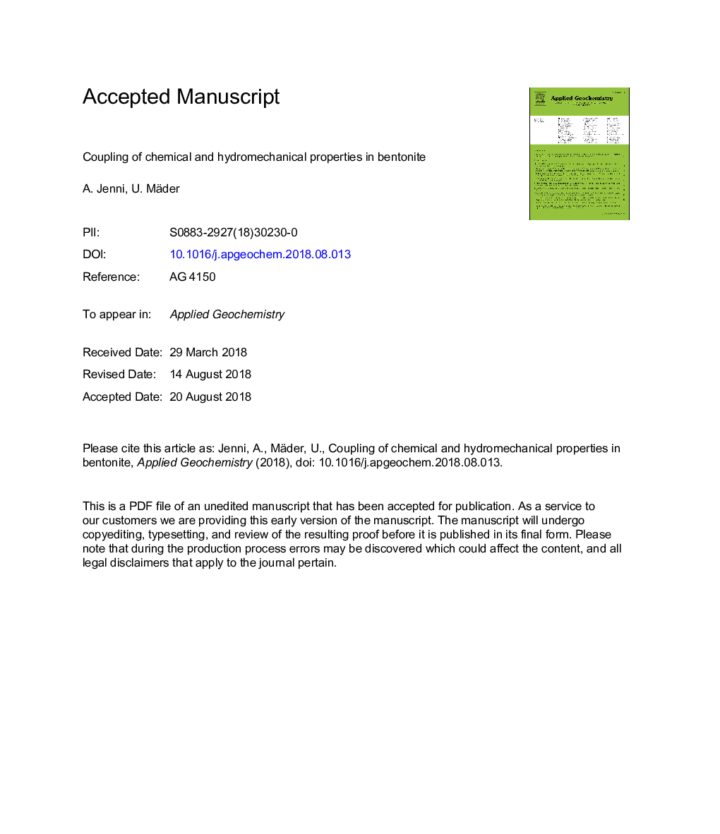 Coupling of chemical and hydromechanical properties in bentonite