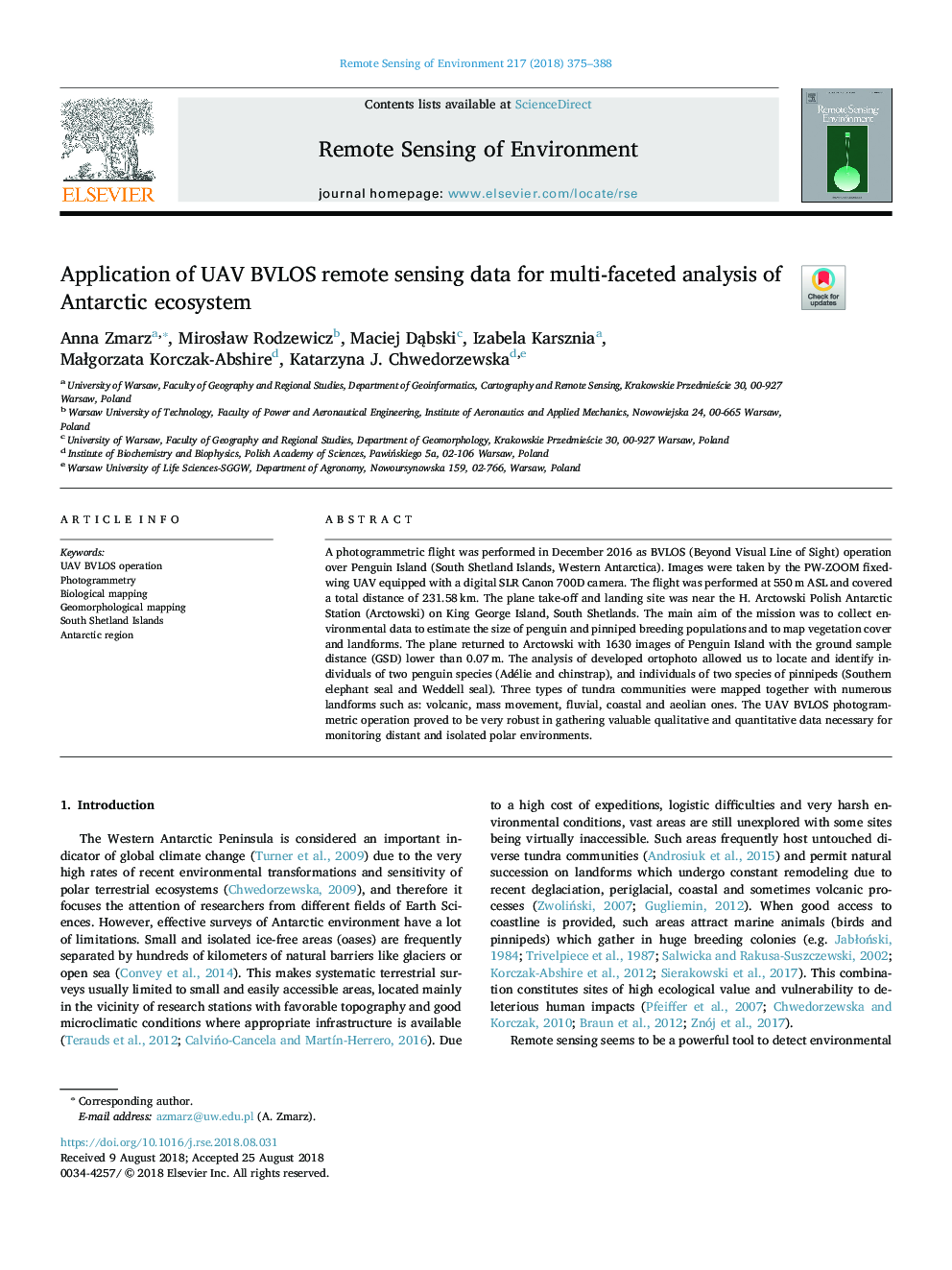 Application of UAV BVLOS remote sensing data for multi-faceted analysis of Antarctic ecosystem