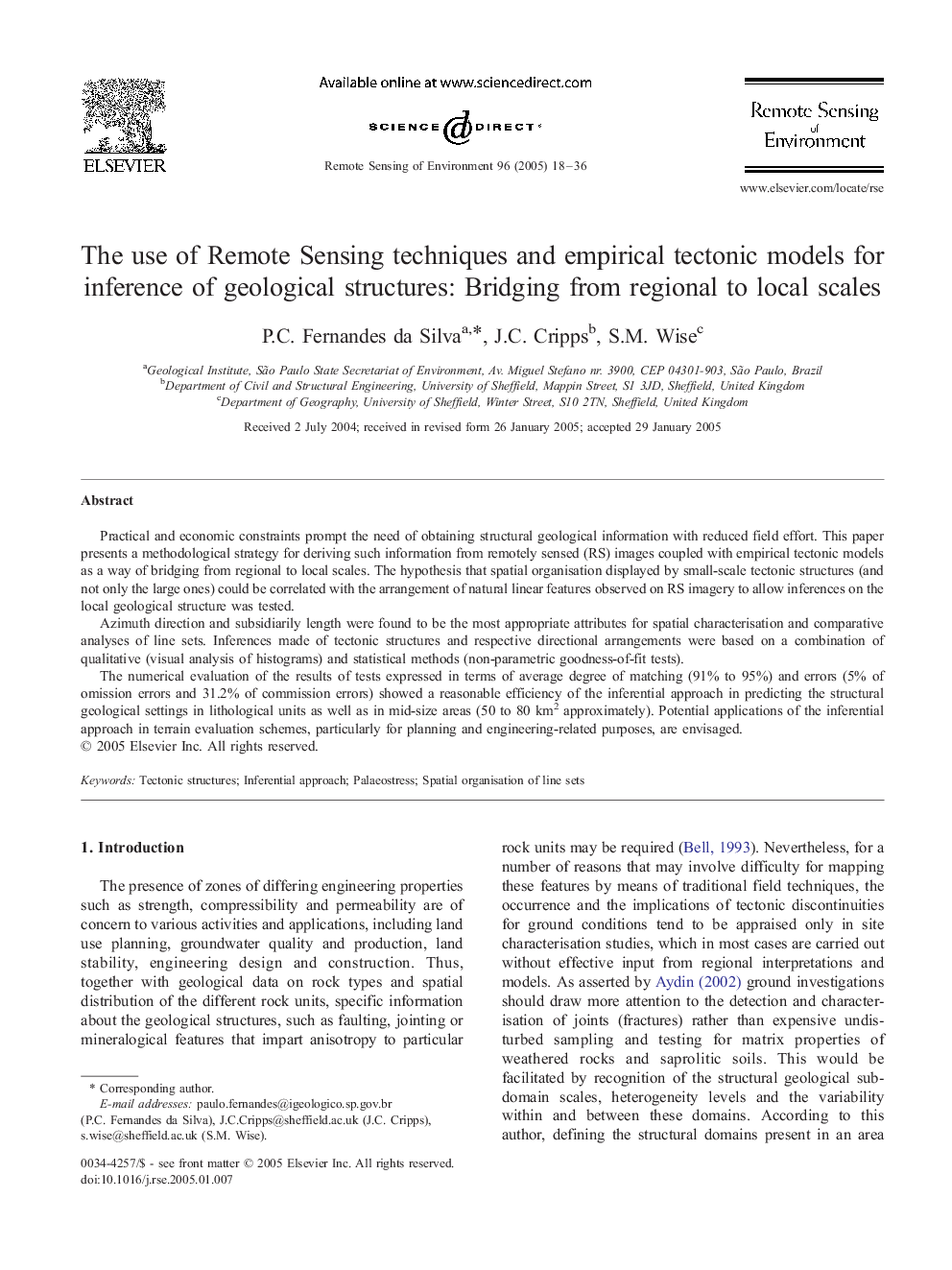 The use of Remote Sensing techniques and empirical tectonic models for inference of geological structures: Bridging from regional to local scales