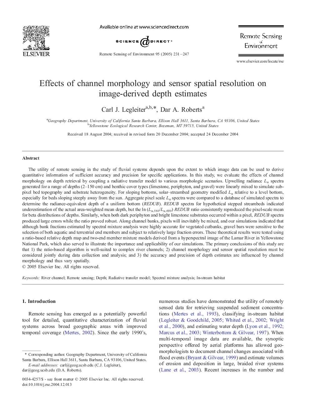 Effects of channel morphology and sensor spatial resolution on image-derived depth estimates