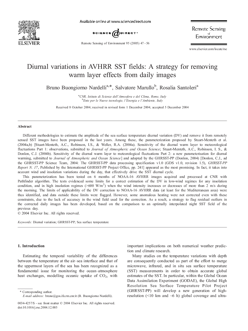 Diurnal variations in AVHRR SST fields: A strategy for removing warm layer effects from daily images