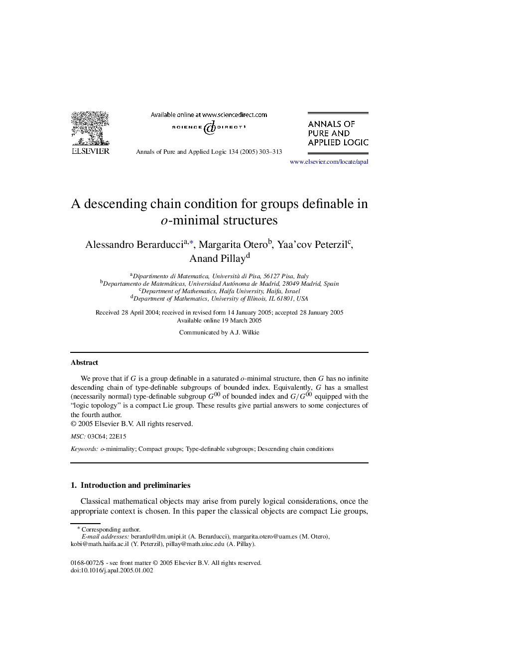 A descending chain condition for groups definable in o-minimal structures