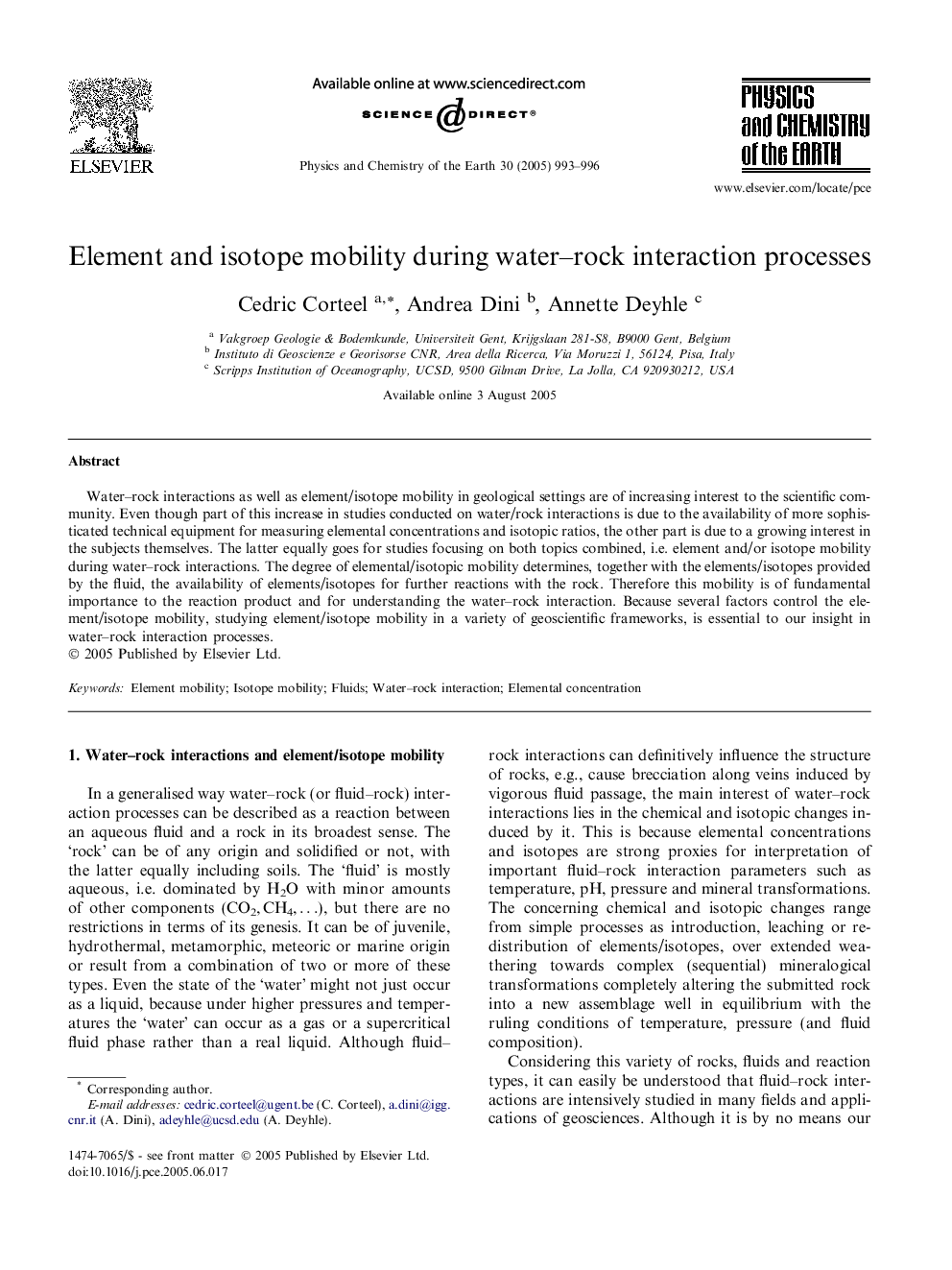 Element and isotope mobility during water-rock interaction processes