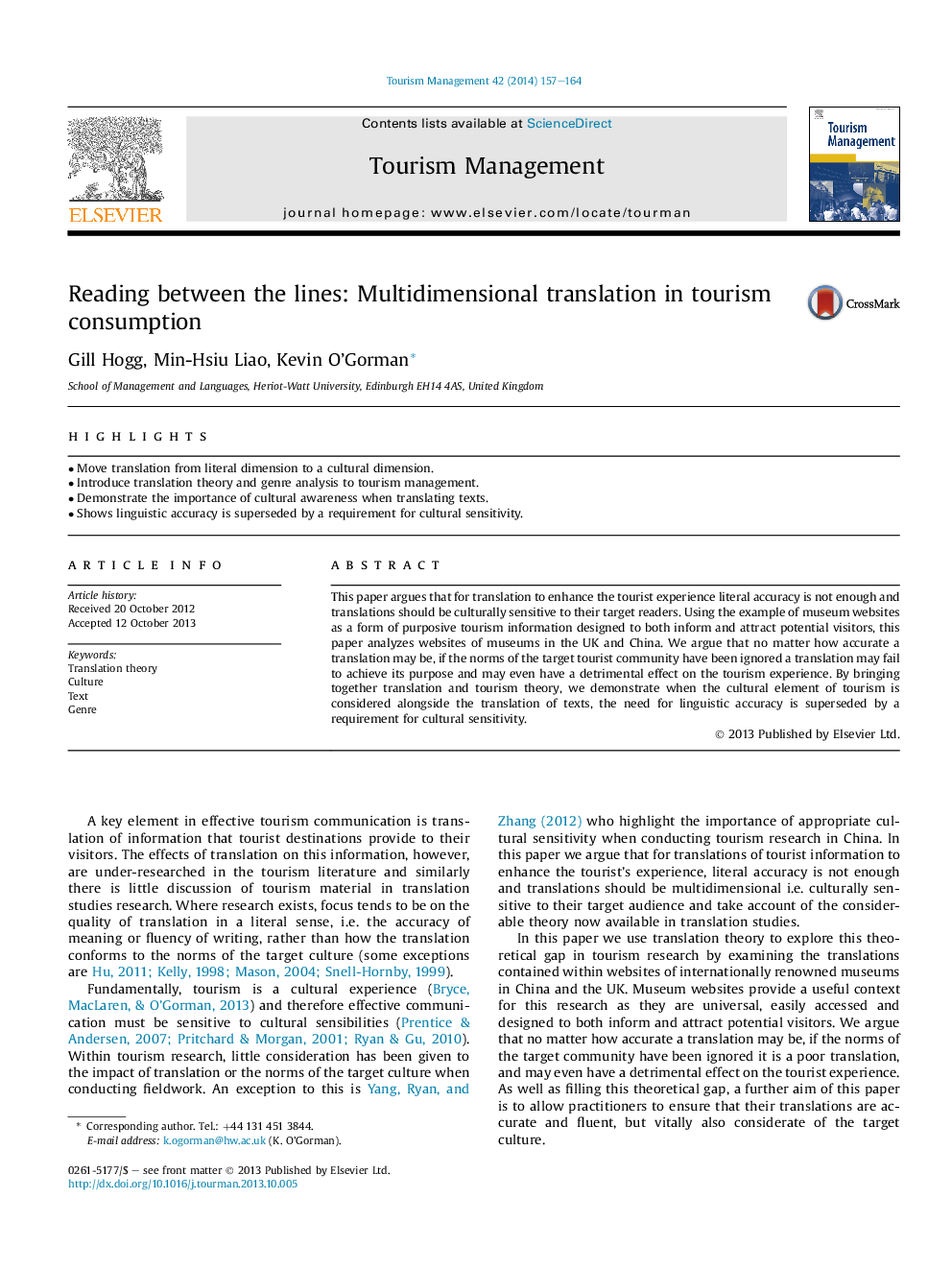 Reading between the lines: Multidimensional translation in tourism consumption