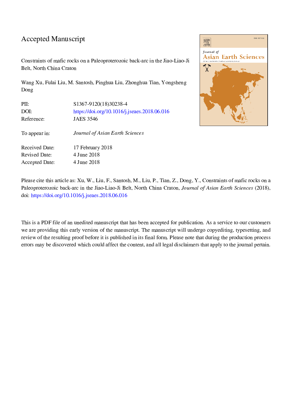 Constraints of mafic rocks on a Paleoproterozoic back-arc in the Jiao-Liao-Ji Belt, North China Craton