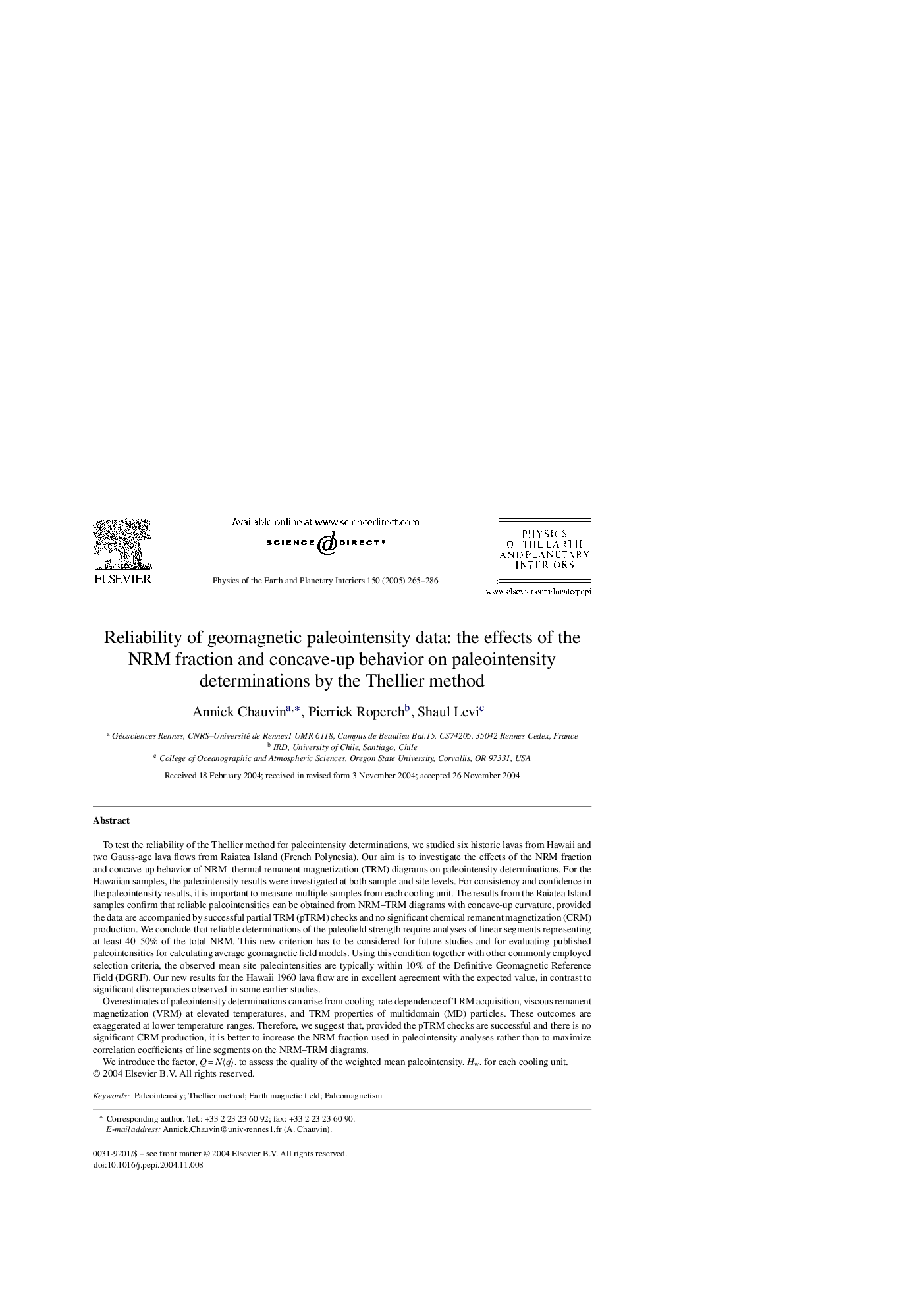 Reliability of geomagnetic paleointensity data: the effects of the NRM fraction and concave-up behavior on paleointensity determinations by the Thellier method