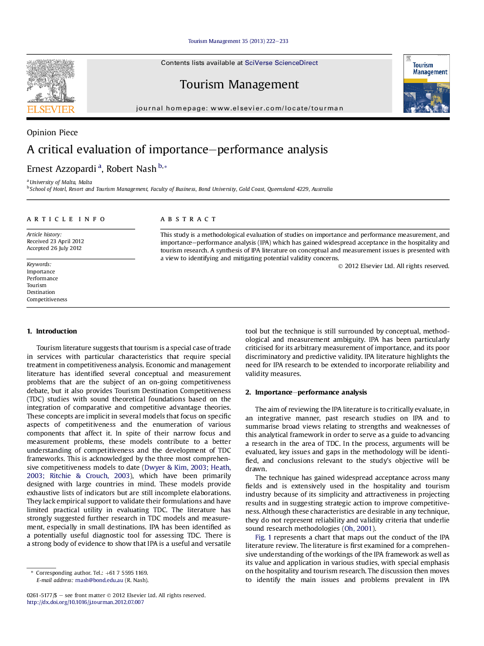 A critical evaluation of importance–performance analysis