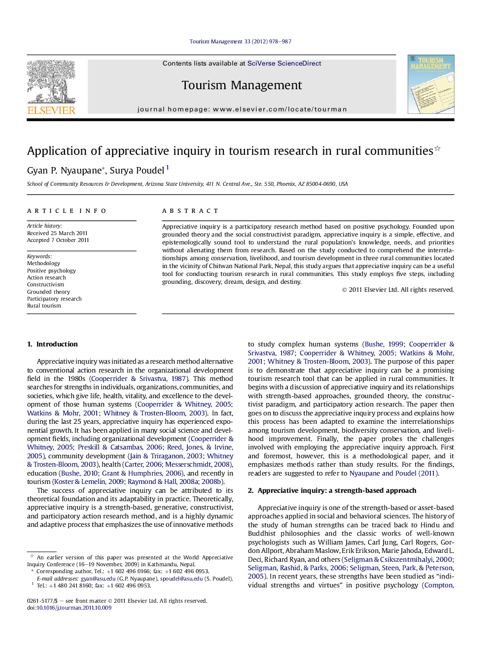 Application of appreciative inquiry in tourism research in rural communities 