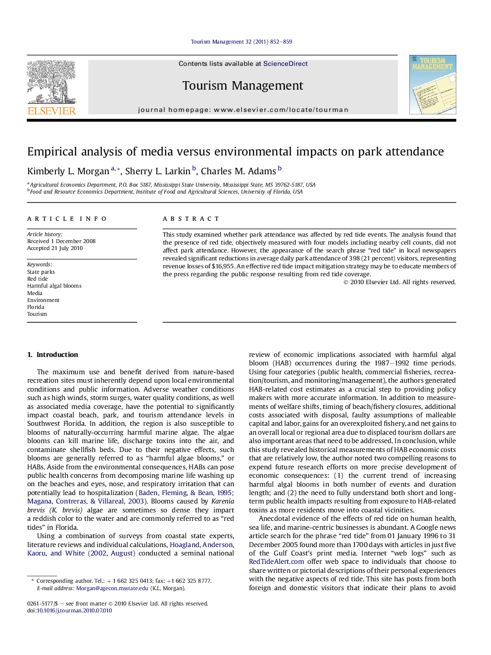 Empirical analysis of media versus environmental impacts on park attendance