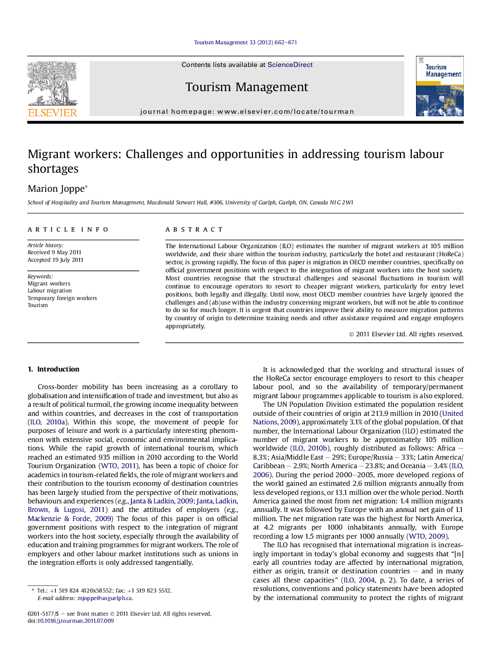 Migrant workers: Challenges and opportunities in addressing tourism labour shortages