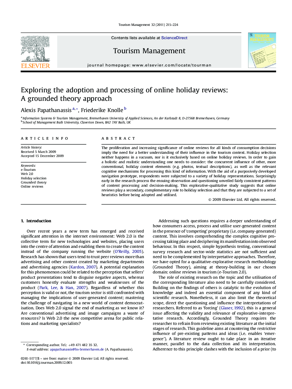 Exploring the adoption and processing of online holiday reviews: A grounded theory approach