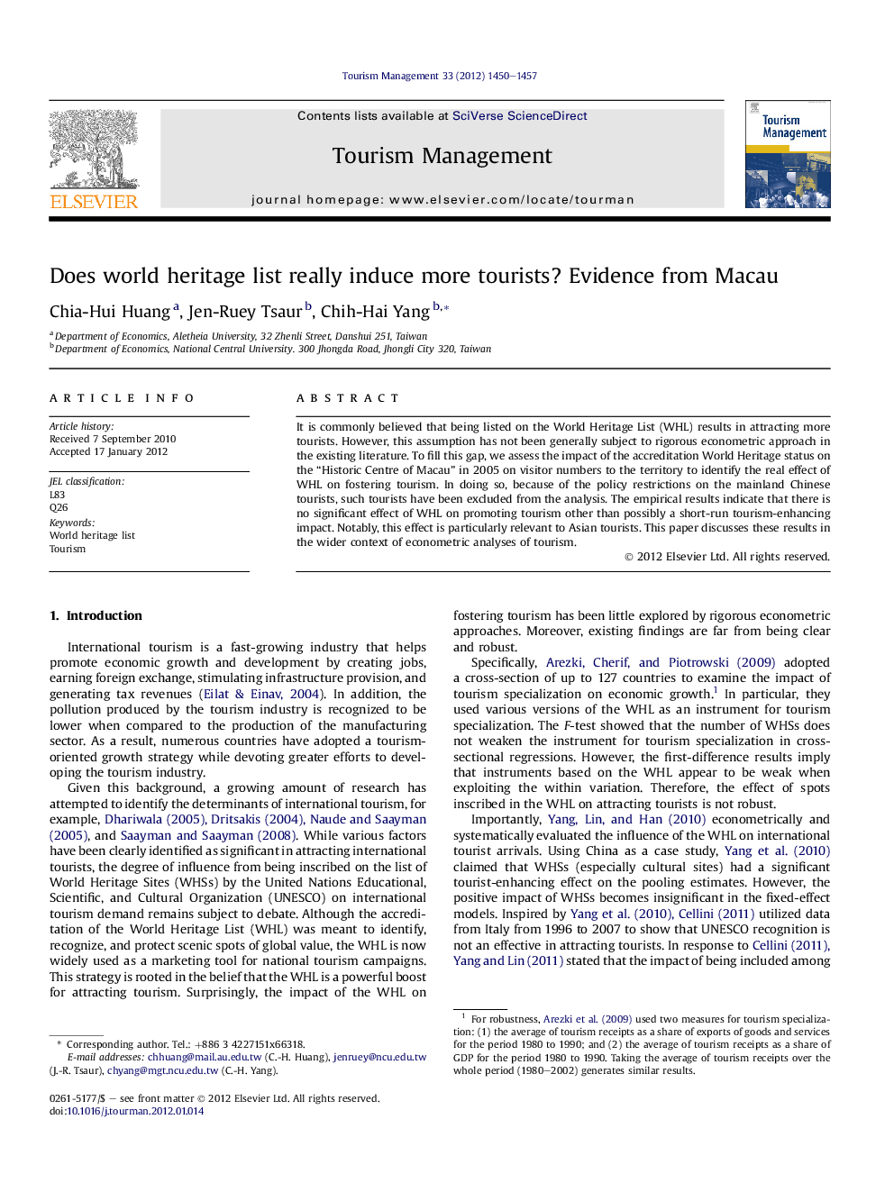 Does world heritage list really induce more tourists? Evidence from Macau