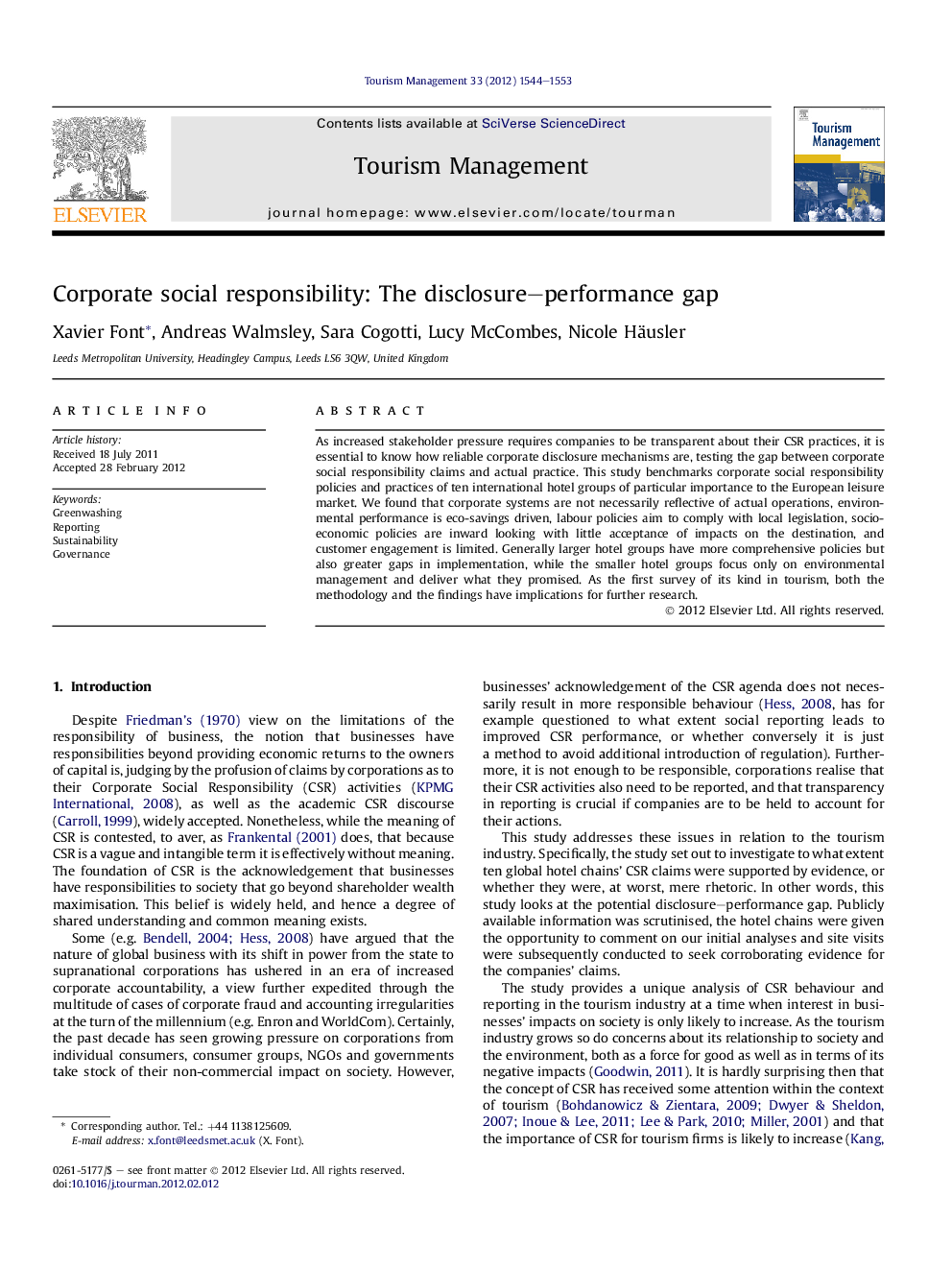 Corporate social responsibility: The disclosure–performance gap