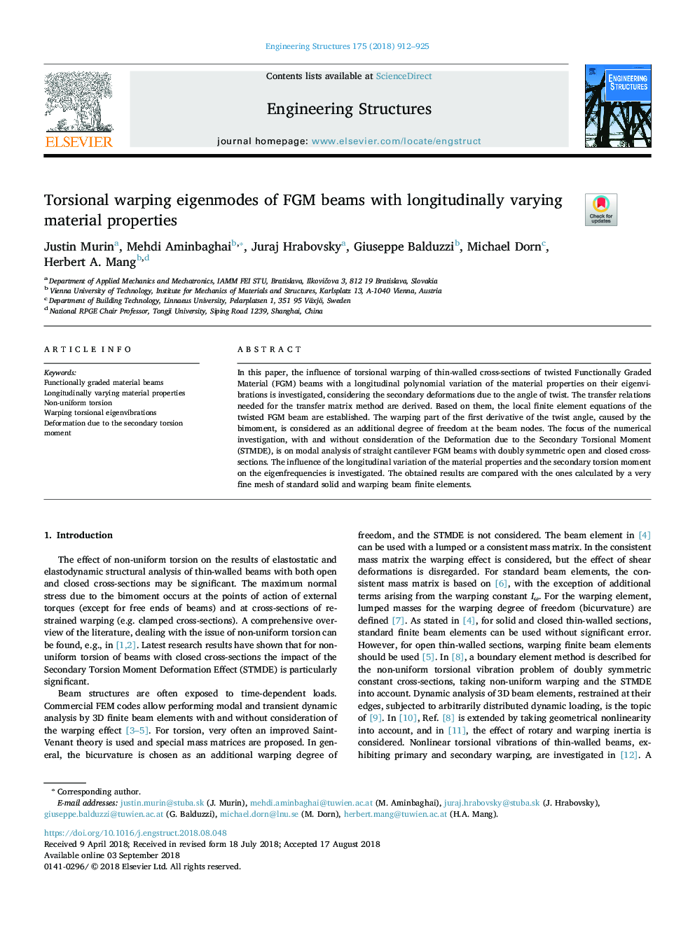 Torsional warping eigenmodes of FGM beams with longitudinally varying material properties